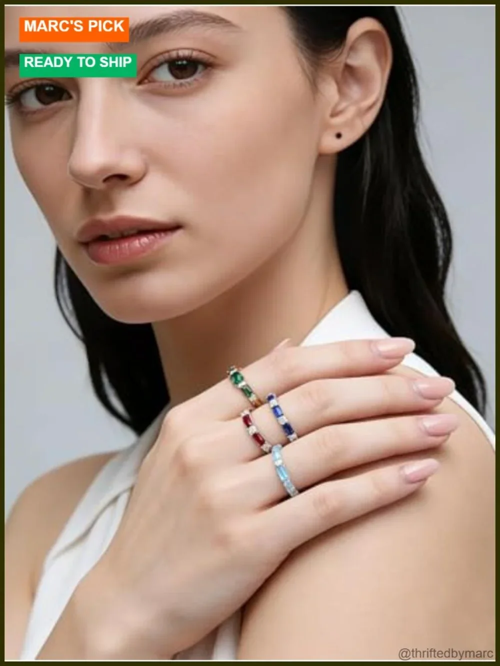 Emerald Cut CZ Half Eternity Band Sterling Silver